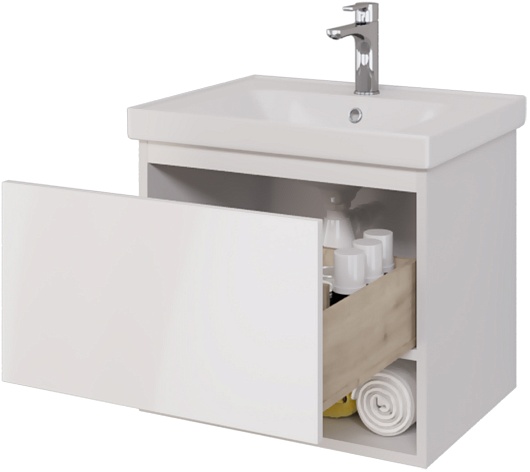 Dreja Тумба с раковиной Perfecto 60 подвесная белая – фотография-10